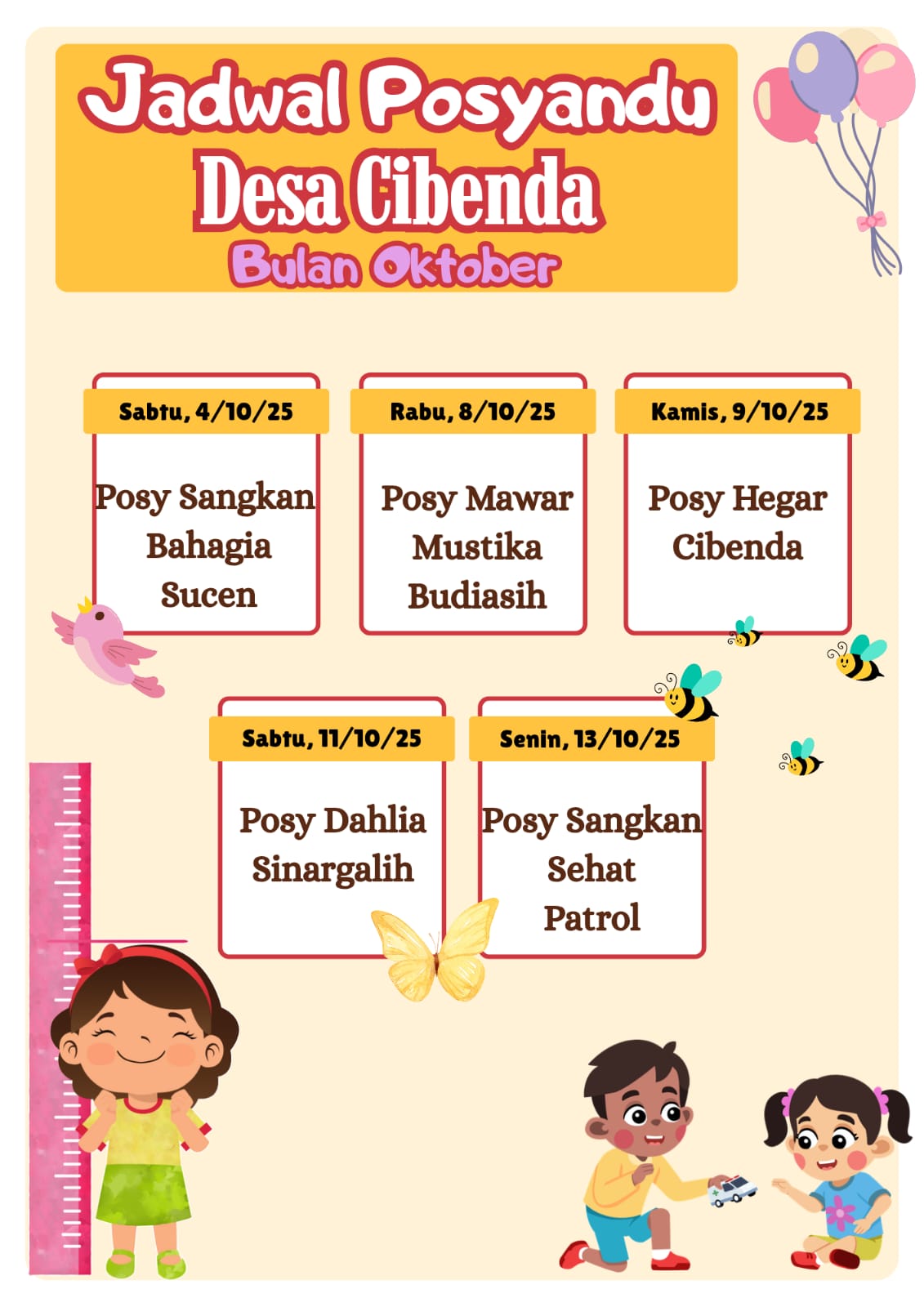 Jadwal Posyandu Desa Cibenda