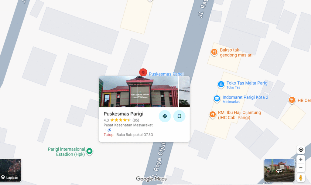 Lokasi Puskesmas Parigi Panganadaran