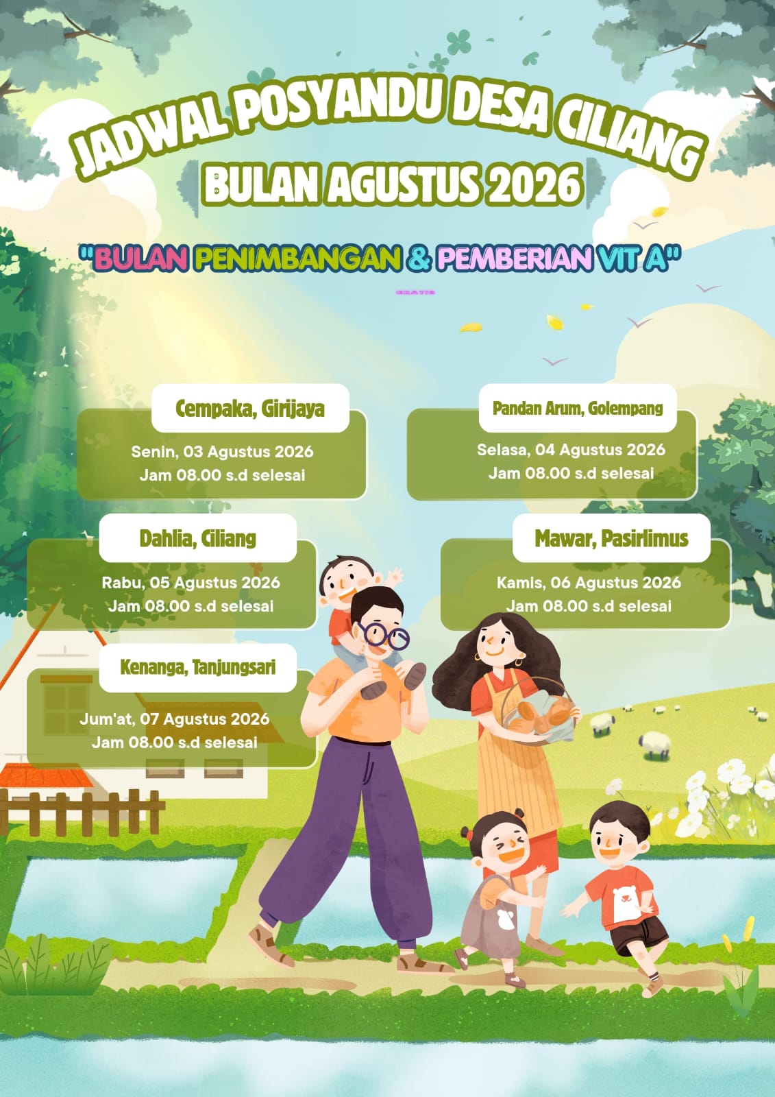 Jadwal Posyandu Desa Ciliang